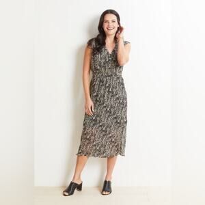 Evereve Reagan Chiffon‎ Dress sleeveless splatter print black white